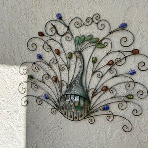 Colorful Metal Peacock Wall Art